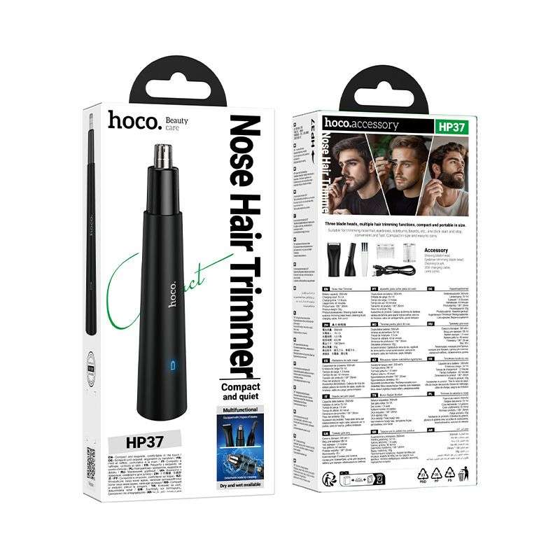 SPOTT-GR Hoco HP37 - Μηχανή Trimmer Μύτης και Αυτιών 3 σε 1 σε Μαύρο Χρώμα