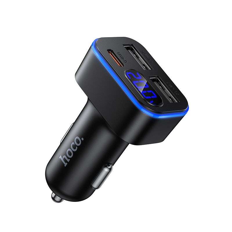 SPOTT-GR Hoco Z63A - Φορτιστής Αυτοκινήτου με Υποδοχές 2 x USB-A και 1 x Type-C (PD QC 3.0 42W) και Οθόνη Ενδείξεων σε Μαύρο Χρώμα