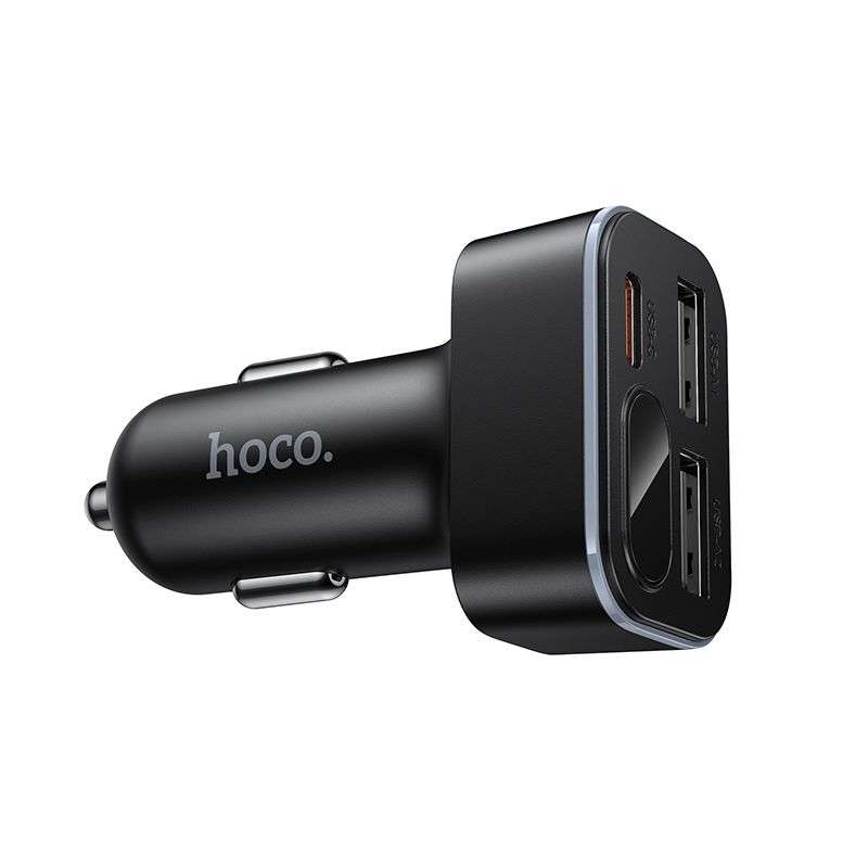 SPOTT-GR Hoco Z63A - Φορτιστής Αυτοκινήτου με Υποδοχές 2 x USB-A και 1 x Type-C (PD QC 3.0 42W) και Οθόνη Ενδείξεων σε Μαύρο Χρώμα