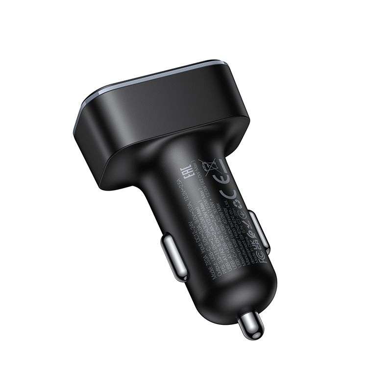 SPOTT-GR Hoco Z63A - Φορτιστής Αυτοκινήτου με Υποδοχές 2 x USB-A και 1 x Type-C (PD QC 3.0 42W) και Οθόνη Ενδείξεων σε Μαύρο Χρώμα