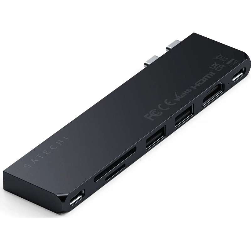 SPOTT-GR Satechi Pro Hub Slim - Docking Station για MacBook με HDMI 4K PD και Διπλό Type-C σε Μαύρο Χρώμα (ST-HUCPHSD)