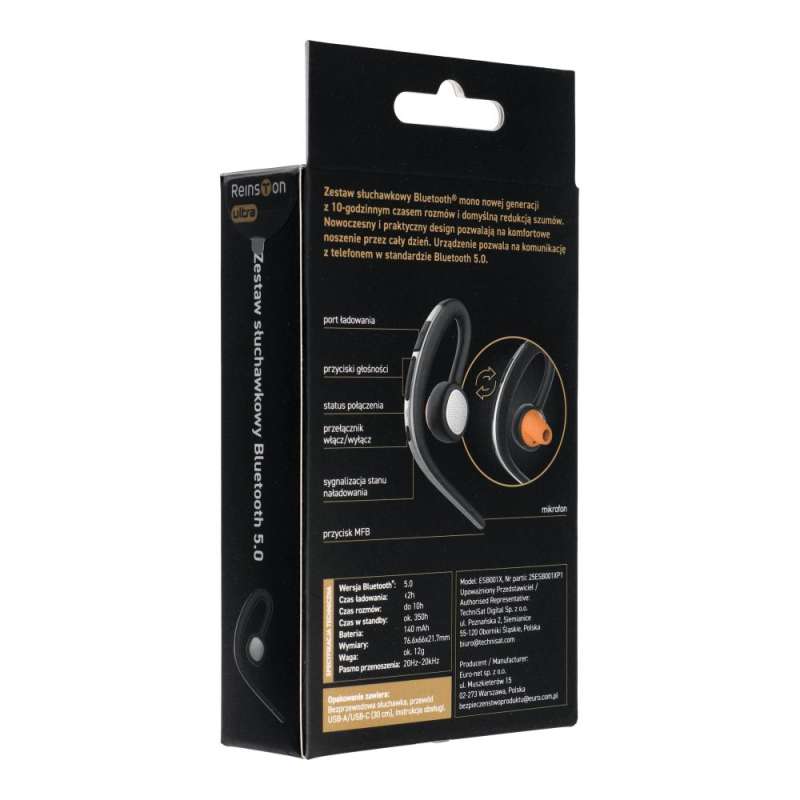 SPOTT-GR Reinston ESB001X - Ασύρματο In-Ear Bluetooth Headset σε Μαύρο / Άσπρο Χρώμα