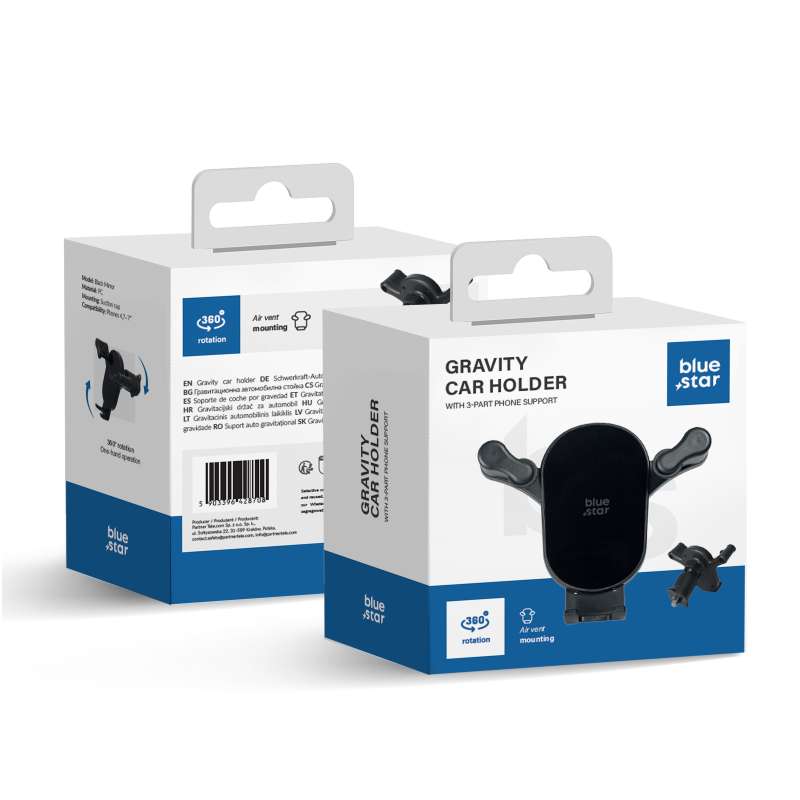 SPOTT-GR Blue Star Black Mirror - Βάση Κινητού για Παρμπρίζ Αυτοκινήτου σε Μαύρο Χρώμα