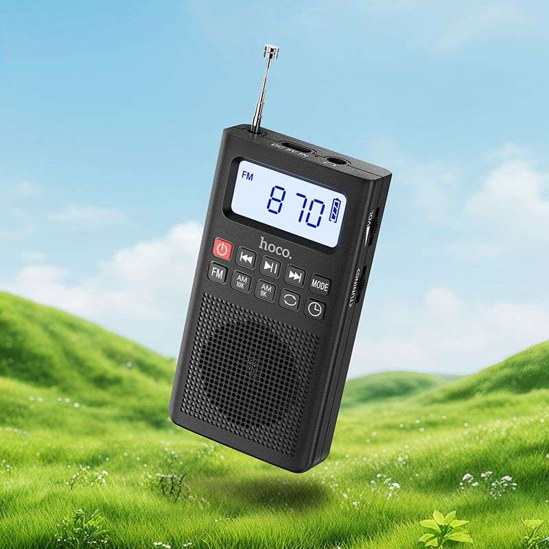 SPOTT-GR Hoco HI51 - Φορητό Ραδιοφωνάκι FM σε Μαύρο Χρώμα