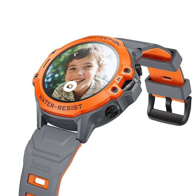 SPOTT-GR Hoco Y107 - Smartwatch με Υποδοχή SIM, Δυνατότητα Κλήσεων και GPS σε Πορτοκαλί Χρώμα