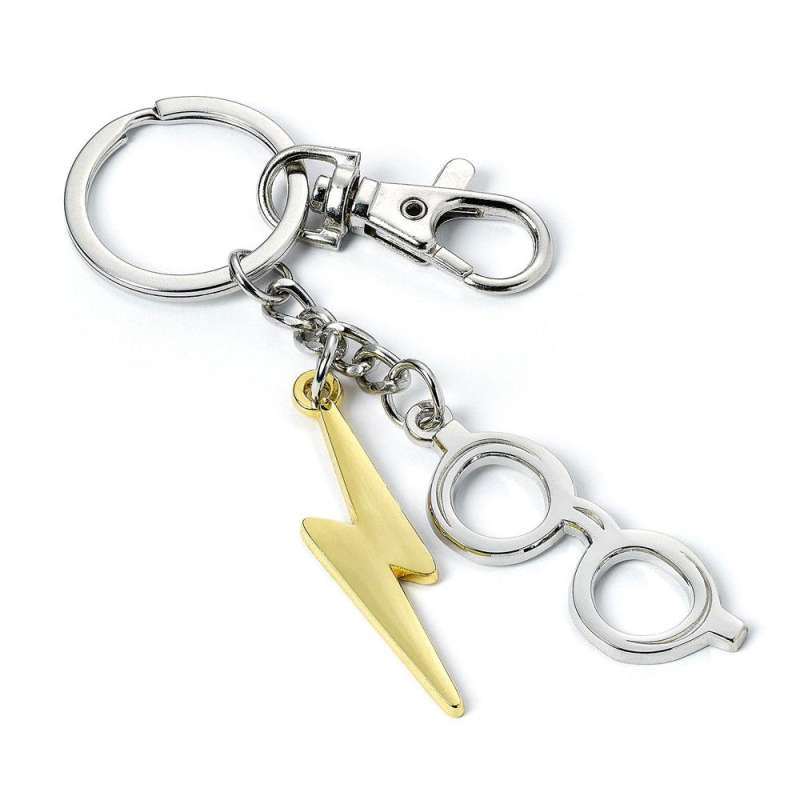 SPOTT-GR Harry Potter - Μπρελόκ Lightening Bolt & Glasses (Silver Plated)