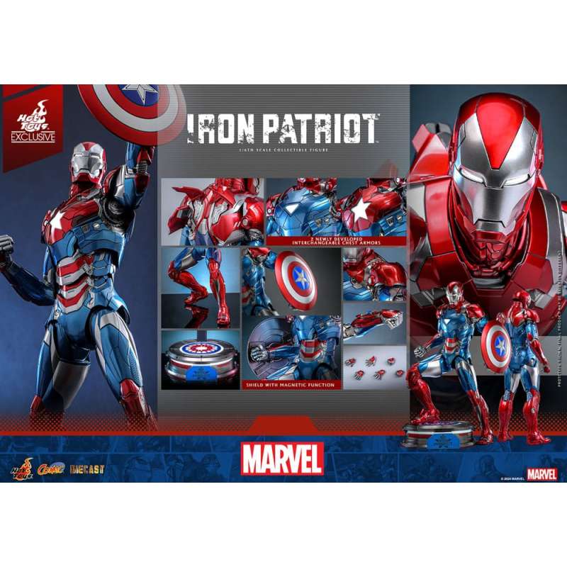 SPOTT-GR Marvel Comic Diecast Masterpiece Action Figure 1/6 Iron Patriot Hot Toys Exclusive 32 cm