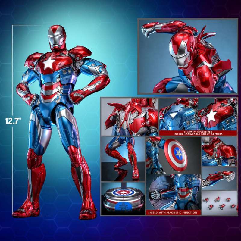 SPOTT-GR Marvel Comic Diecast Masterpiece Action Figure 1/6 Iron Patriot Hot Toys Exclusive 32 cm