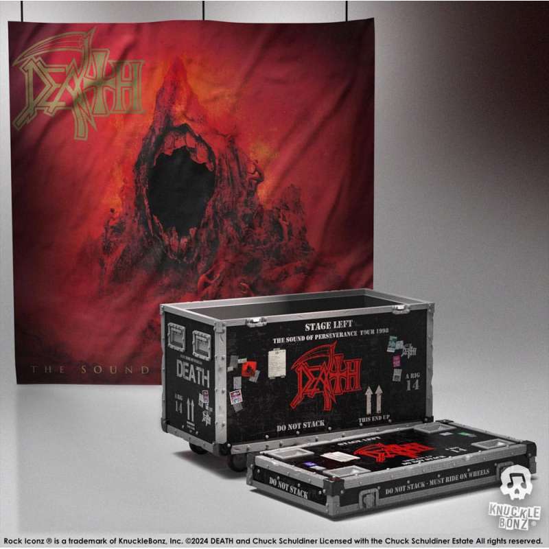 SPOTT-GR Death Rock Ikonz On Tour Road Case Statue + Stage Backdrop Set The Sound of Perseverance Tour 1998