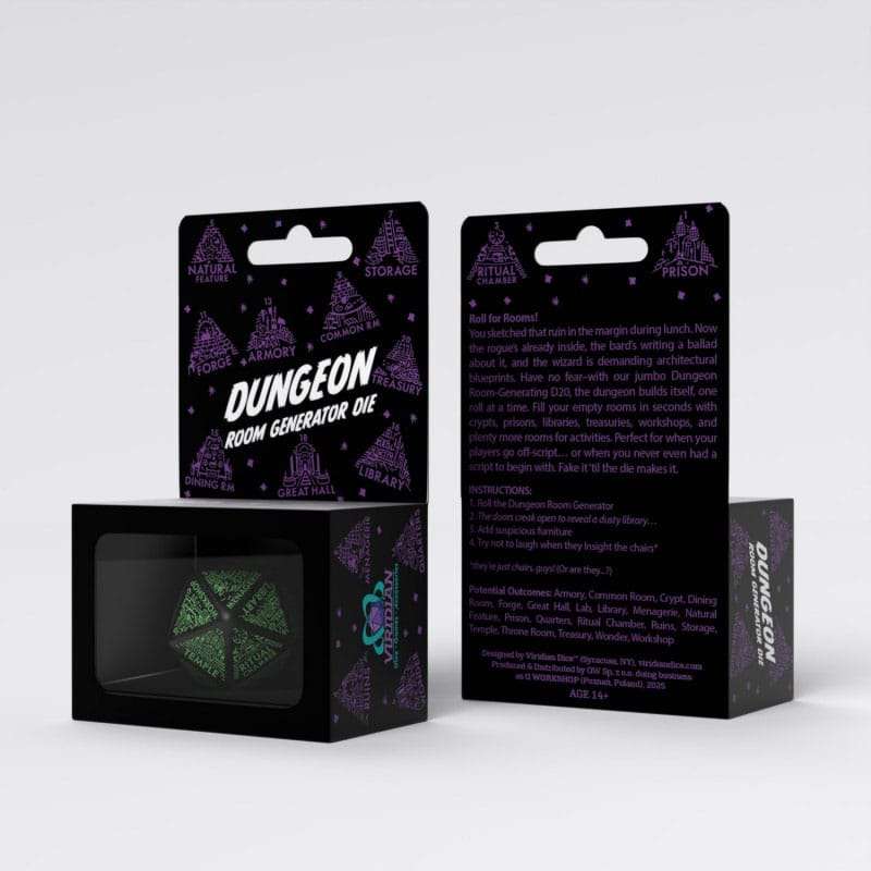 SPOTT-GR Viridian Jumbo - Ζάρι Dungeon Room Generator D20 σε Μαύρο Χρώμα