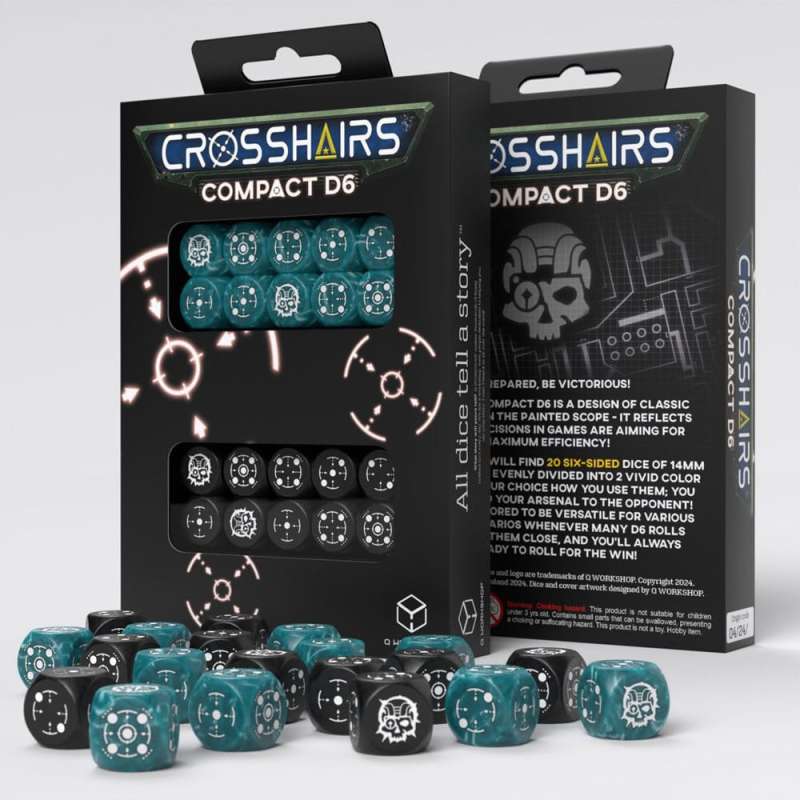 SPOTT-GR Crosshairs Compact D6 - Σετ Ζαριών Stormy & Black (Σετ 20 Τεμάχια)