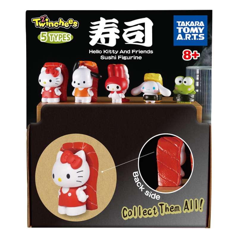 SPOTT-GR Sanrio Twinchees - Μίνι Φιγούρες Hello Kitty & Friends Sushi Kawai με Ύψος 5cm Display (Σετ 24 Τεμάχια)
