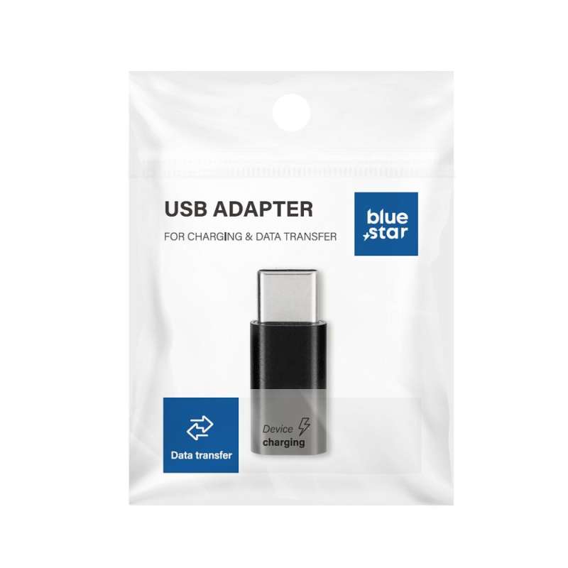 SPOTT-GR Blue Star USB Adapter - Μετατροπέας Micro USB σε Type-C 3.0 σε Μαύρο Χρώμα
