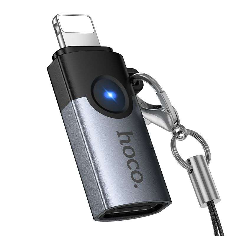 SPOTT-GR Hoco UA46A - Μετατροπέας OTG Lightning σε Type-C 2A σε Γκρι Χρώμα