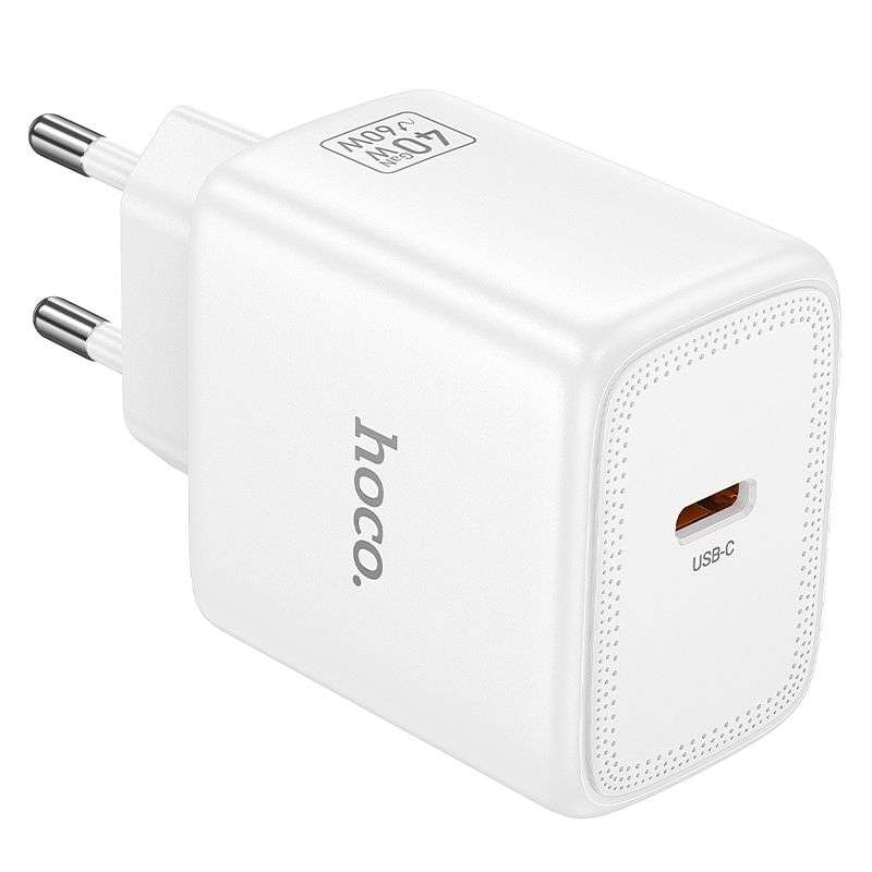 SPOTT-GR Hoco N83 - Φορτιστής GaN με Υποδοχή Type-C (PD AVS 40W, Max 60W) σε Άσπρο Χρώμα