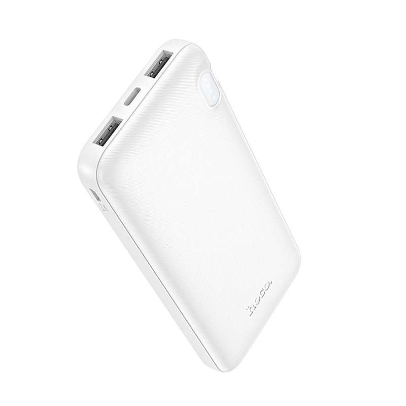 SPOTT-GR Hoco J128 - Power Bank 10000mAh 2A με Διπλή Υποδοχή USB-A σε Άσπρο Χρώμα