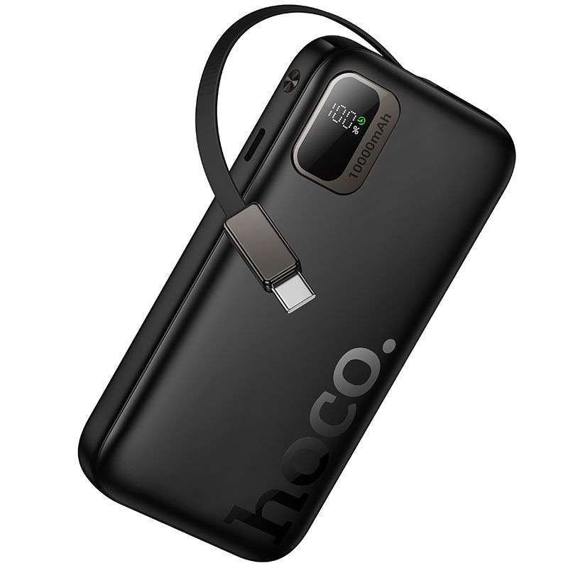 SPOTT-GR Hoco Q51 - Power Bank 10000mAh (QC PD) 20W με Ενσωματωμένο Καλώδιο Type-C σε Μαύρο Χρώμα