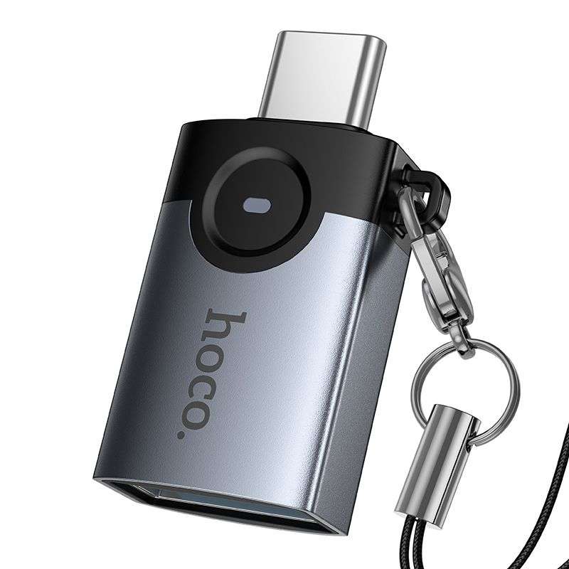 SPOTT-GR Hoco UA46C - Αντάπτορας OTG Type-C σε USB-A (3A) σε Γκρι Χρώμα