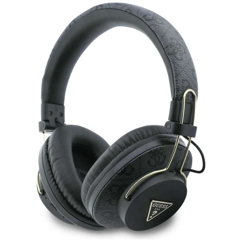 SPOTT-GR GUESS Triangle Logo Headphones - Ασύρματα Over-Ear Ακουστικά Bluetooth με ANC (Ακύρωση Θορύβου) σε Μαύρο Χρώμα