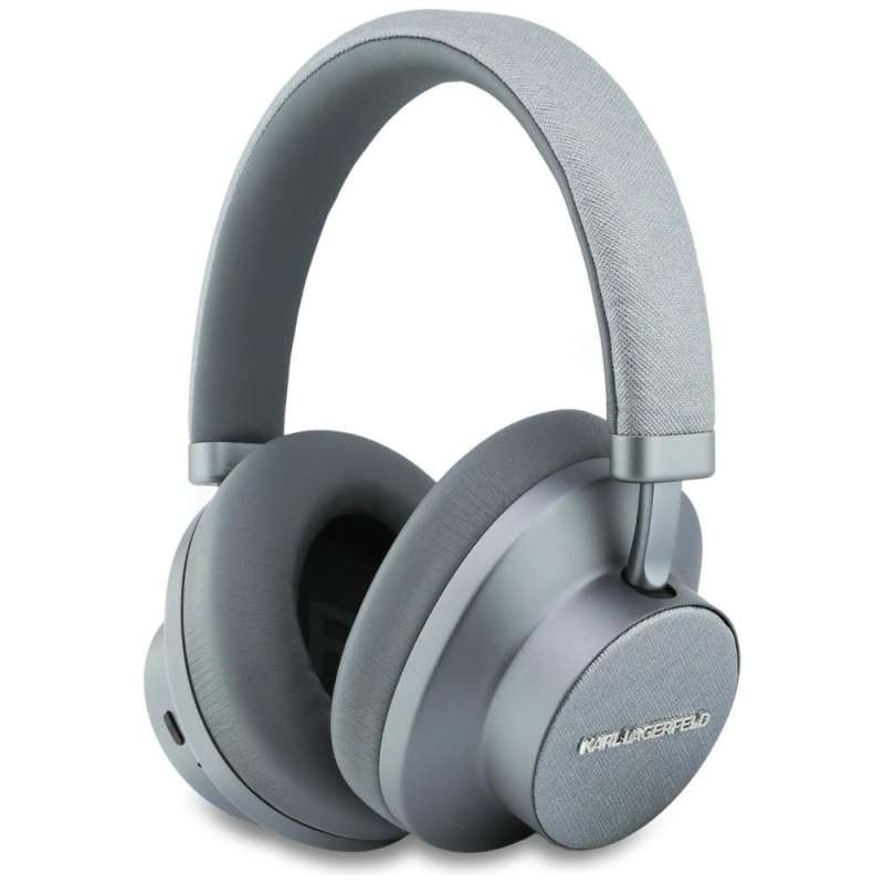 SPOTT-GR Karl Lagerfeld Saffiano Enlogated - Ασύρματα Over-Ear Ακουστικά με ANC (Ακύρωση Θορύβου) σε Γκρι Χρώμα