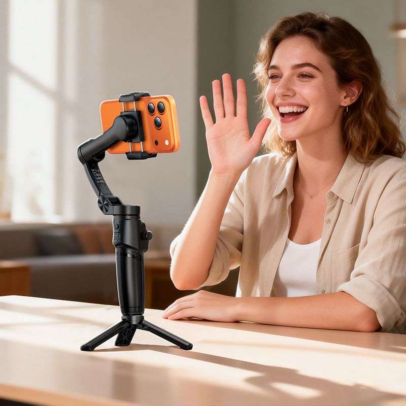 SPOTT-GR Hoco K91 - Gimbal με 3-Axis Σταθεροποιητή και Ασύρματο Χειριστήριο Bluetooth σε Μαύρο Χρώμα
