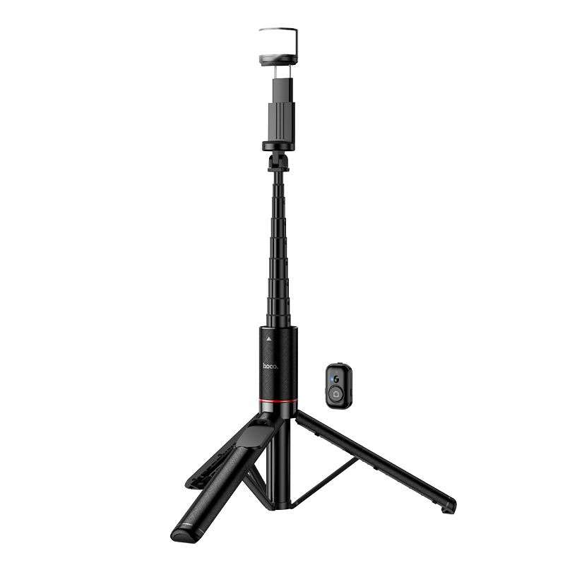 SPOTT-GR Hoco K34 - Selfie Stick με Τρίποδο, Φως LED και Ασύρματο Χειριστήριο Bluetooth σε Μαύρο Χρώμα