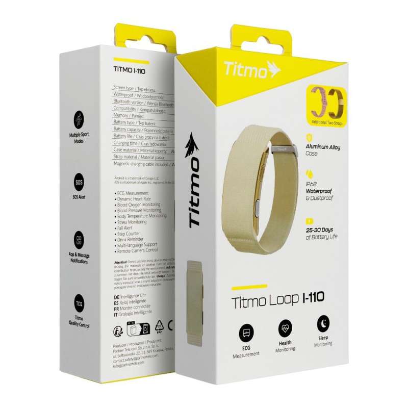 SPOTT-GR Titmo Loop i-110 - Fitness Band με Αδιαβροχοποίηση IP68 και Έξυπνους Μετρητές σε Χρυσό Χρώμα