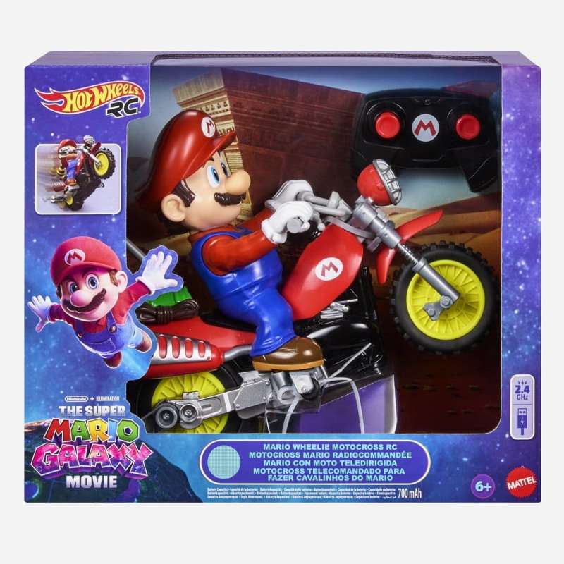 SPOTT-GR The Super Mario Galaxy Movie Hot Wheels - Τηλεκατευθυνόμενο Mario Wheelie Motocross