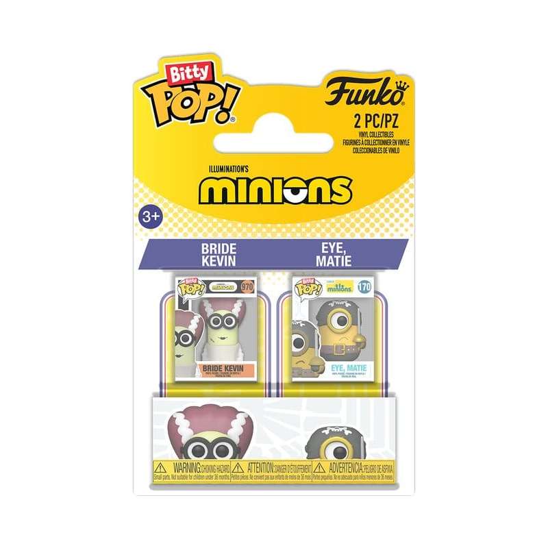 SPOTT-GR Minions Bitty POP! - Φιγούρες Βινυλίου Bride Kevin & Eye, Matie με Ύψος 2cm (2-Pack)