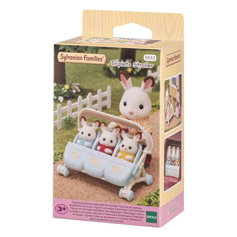 SPOTT-GR Sylvanian Families - Φιγούρες Triplets Stroller Καροτσάκι για Τρίδυμα
