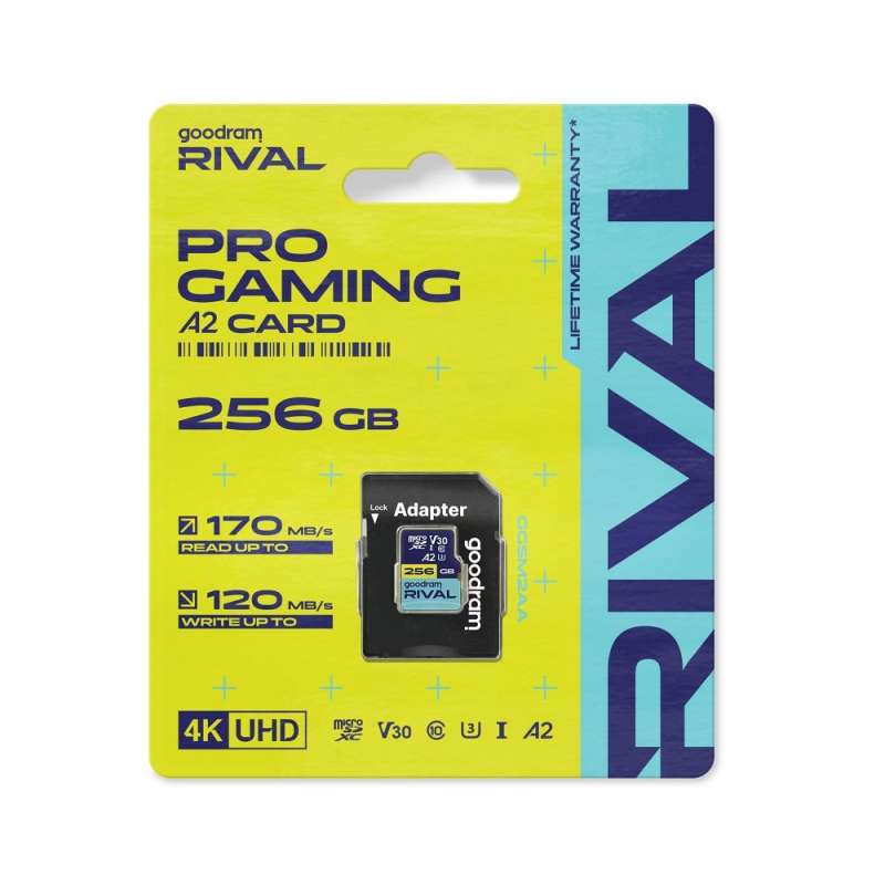 SPOTT-GR Goodram Rival -  Κάρτα Μνήμης microSD 256GB 100MB/s class 10 UHS-I V30 A2 με Αντάπτορα SD
