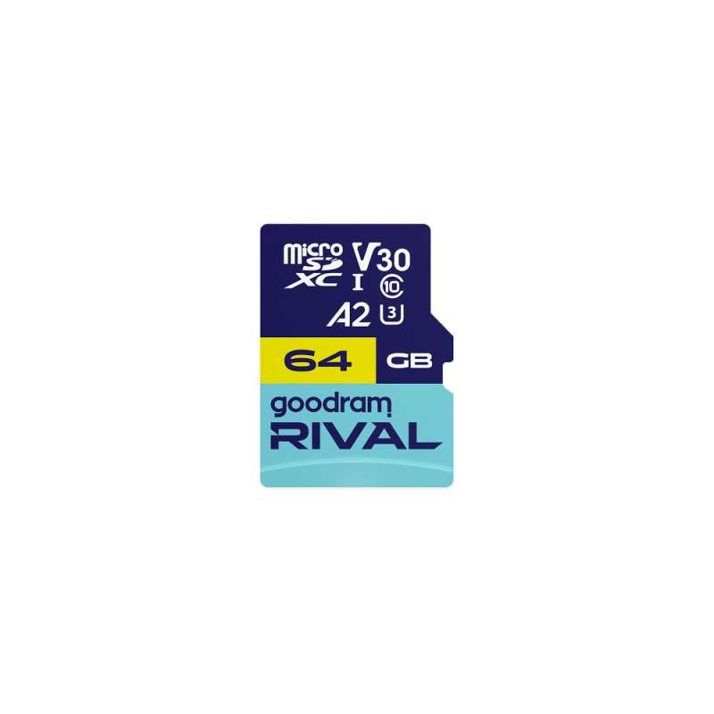 SPOTT-GR Goodram Rival - Κάρτα Μνήμης microSD 64GB 100MB/s class 10 UHS-I V30 A2 με Αντάπτορα SD